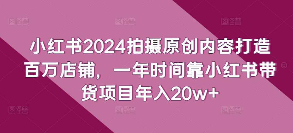 小红书2024拍摄原创内容打造百万店铺,一年时间靠小红书带货项目年入20w+-启云分享